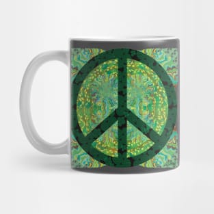 Peace Sign with Green flower of life symbols Mug